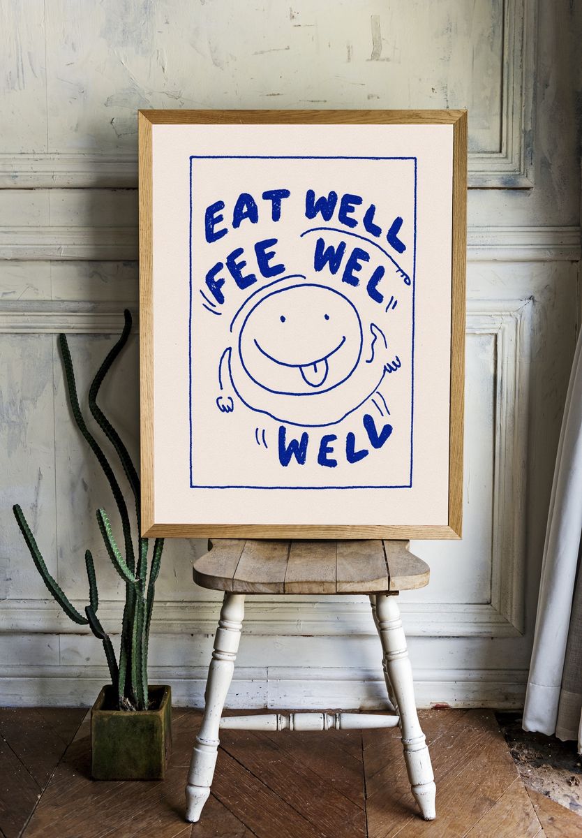 Eat Well Smile Typography Poster. — room view 1