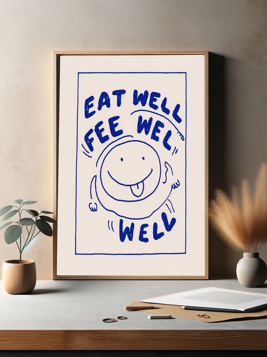 Eat Well Smile Typography Poster. — room view 2