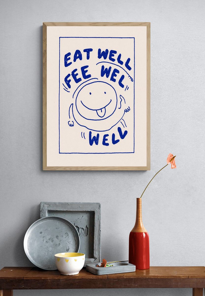Eat Well Smile Typography Poster. — room view 3