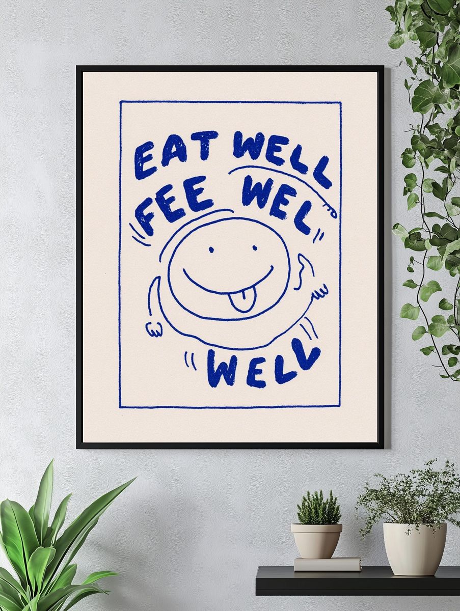 Eat Well Smile Typography Poster. — room view 4
