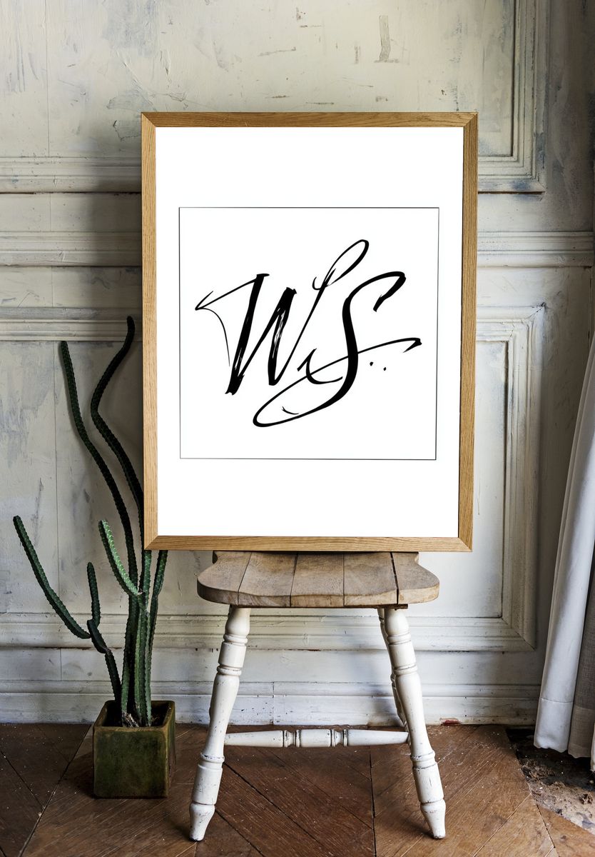 Abstract Calligraphy Monogram Poster. — room view 1