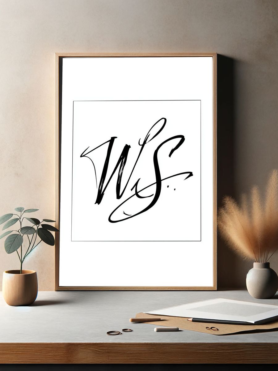 Abstract Calligraphy Monogram Poster. — room view 2
