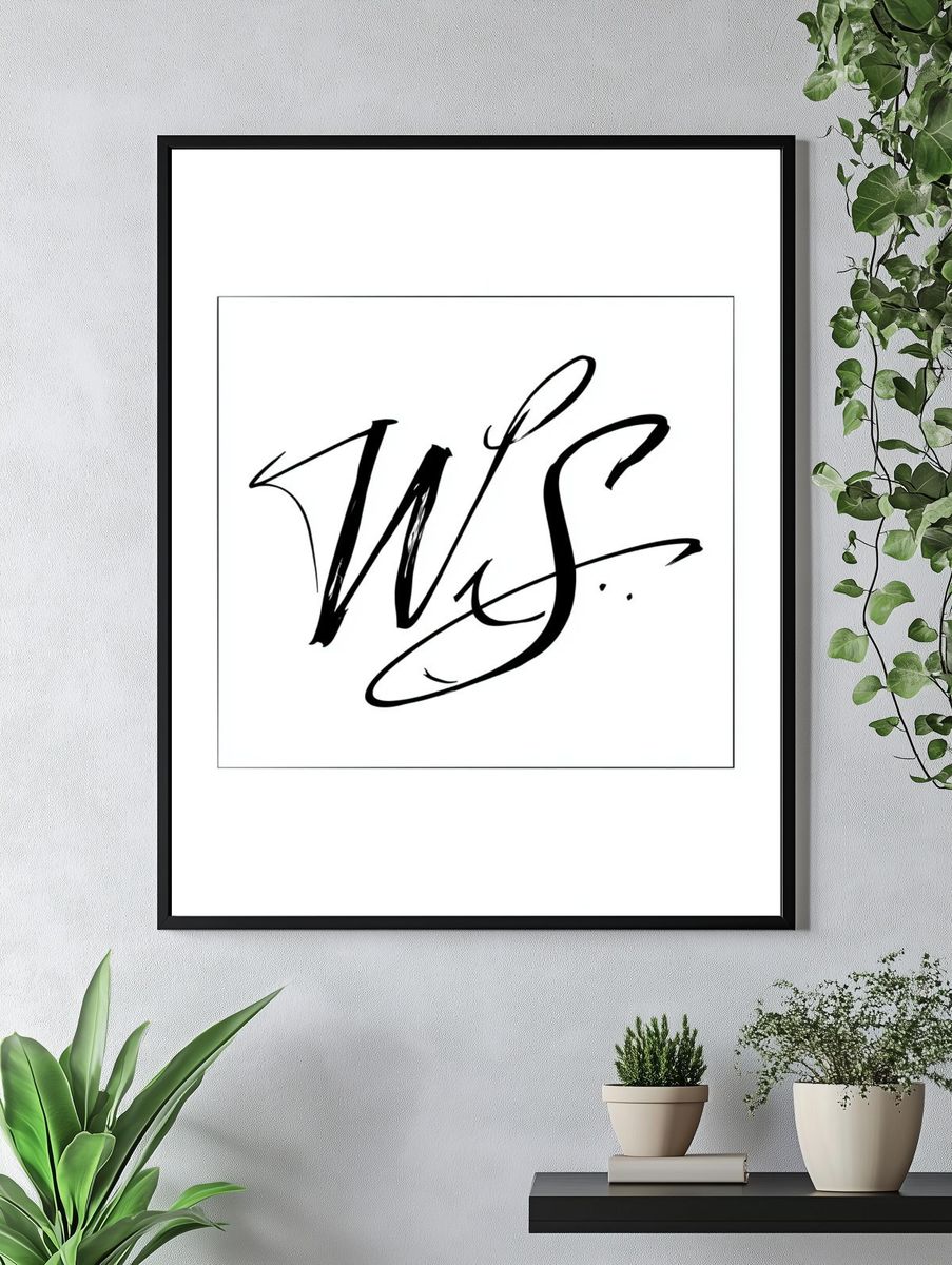 Abstract Calligraphy Monogram Poster. — room view 4