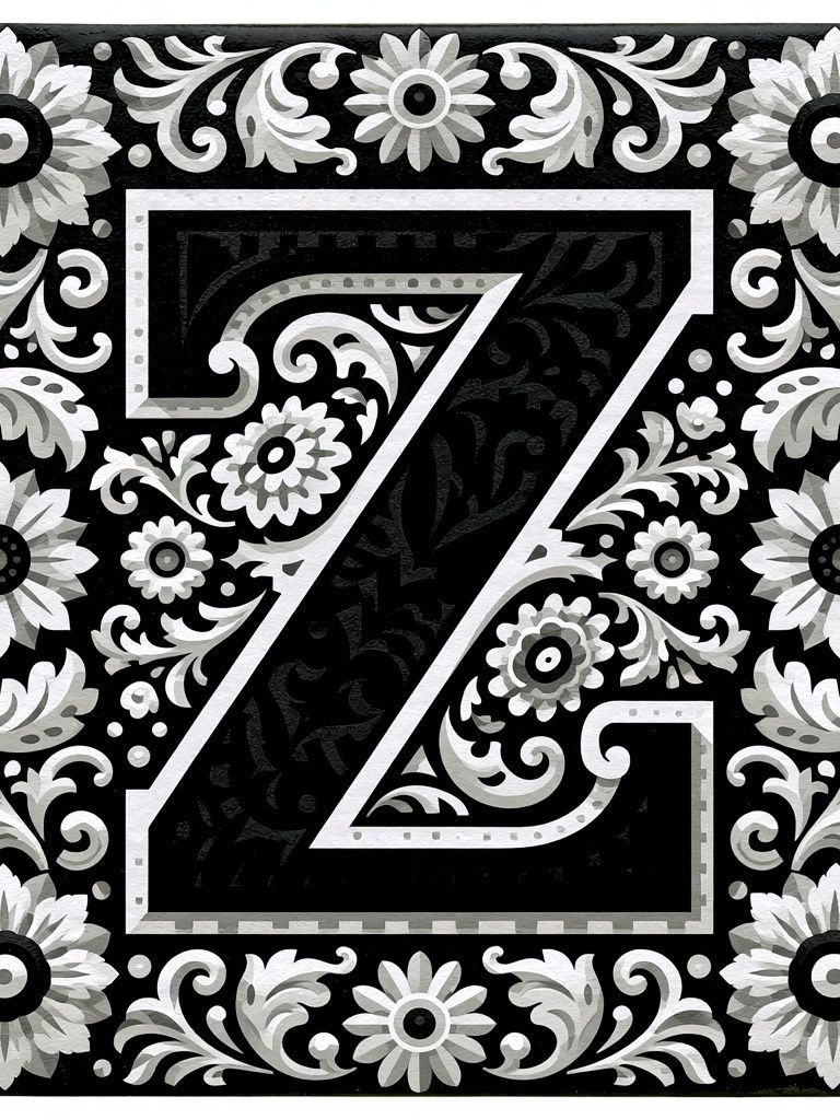 Floral Monogram Z Typography Print. poster — typography art