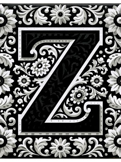 Floral Monogram Z Typography Print. poster