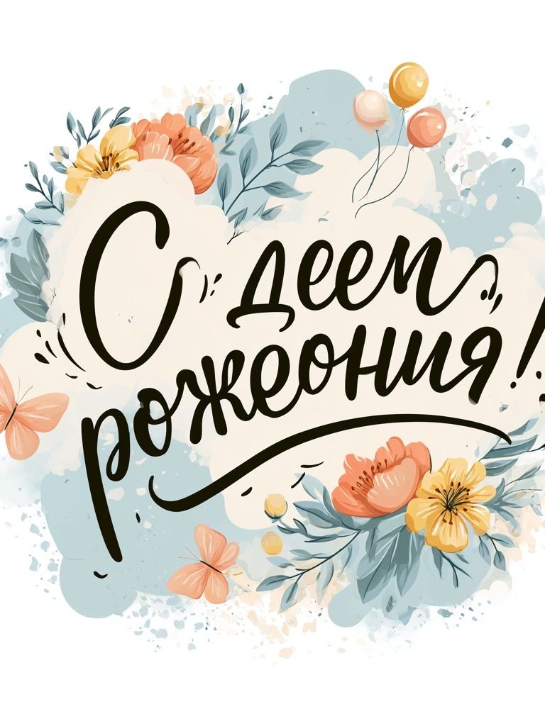 Happy Birthday Floral Typography Poster. poster detail