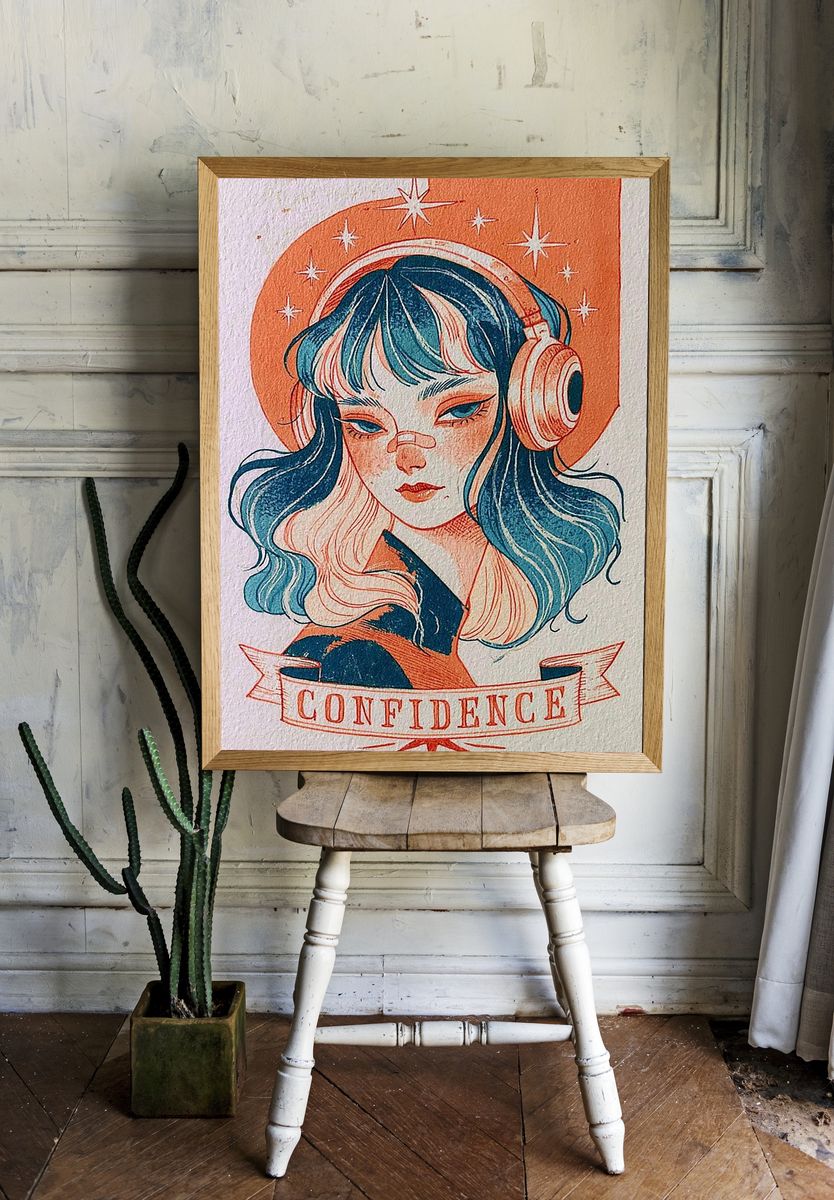 Confidence Retro Typography Poster. room preview
