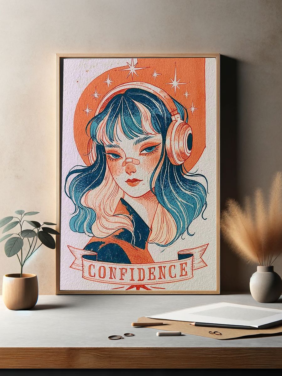 Confidence Retro Typography Poster. — room view 2