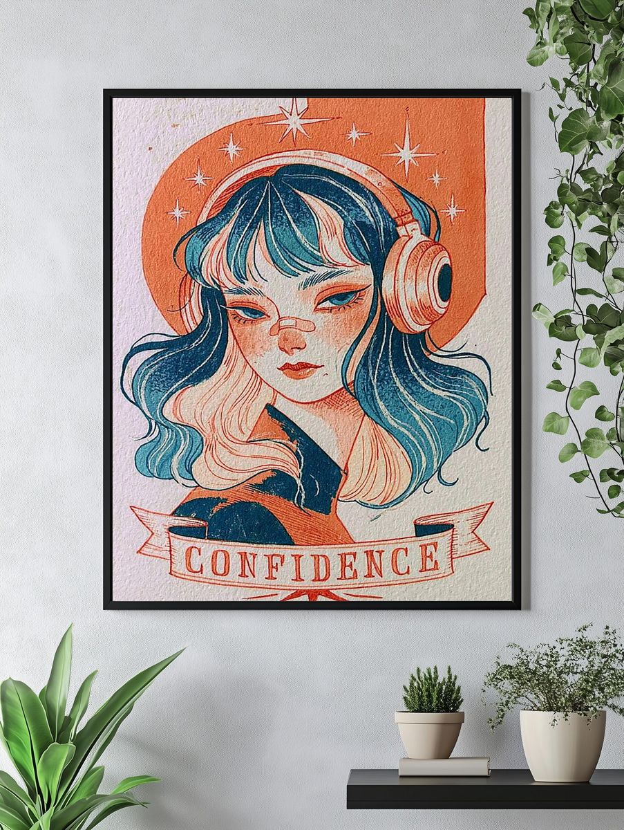 Confidence Retro Typography Poster. — room view 4