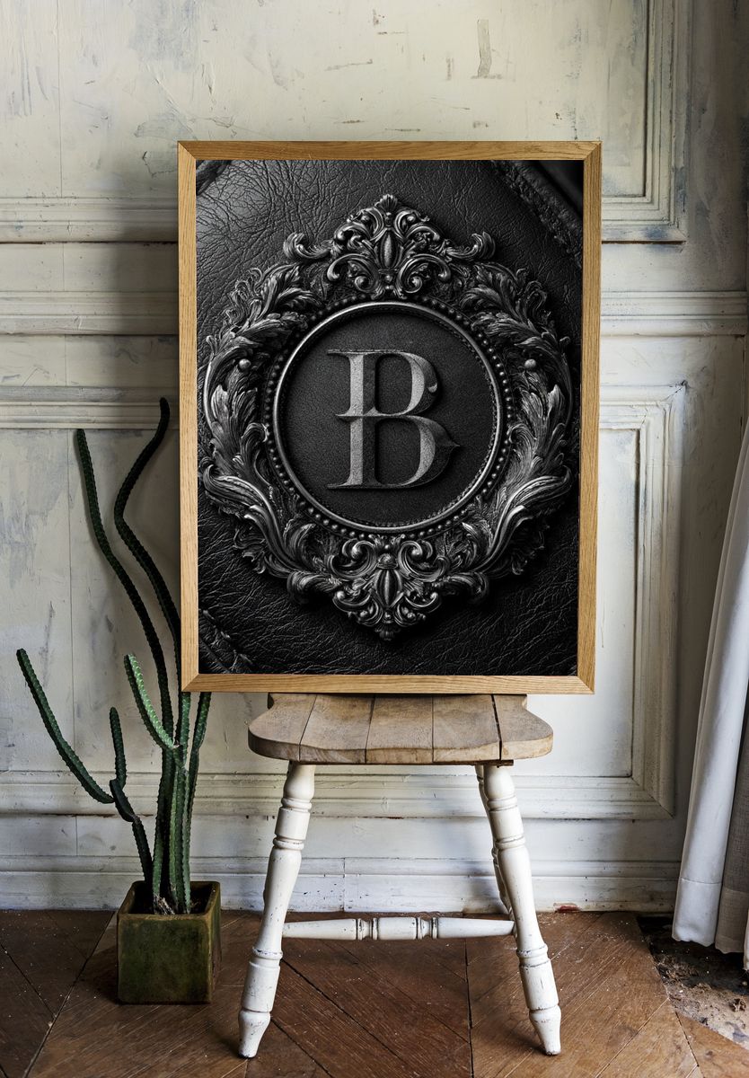 Ornate Monogram B Typography Print. — room view 1