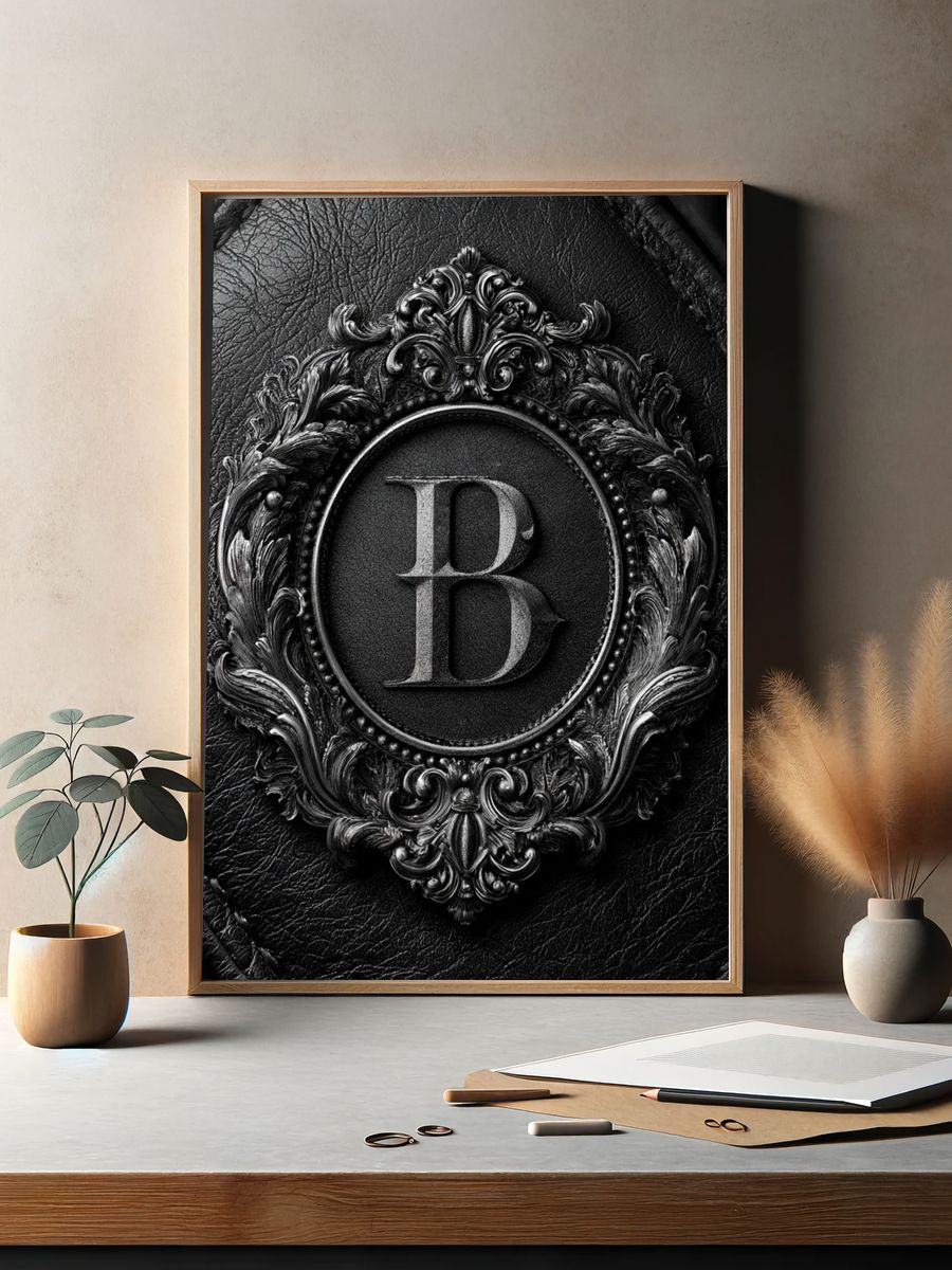 Ornate Monogram B Typography Print. — room view 2