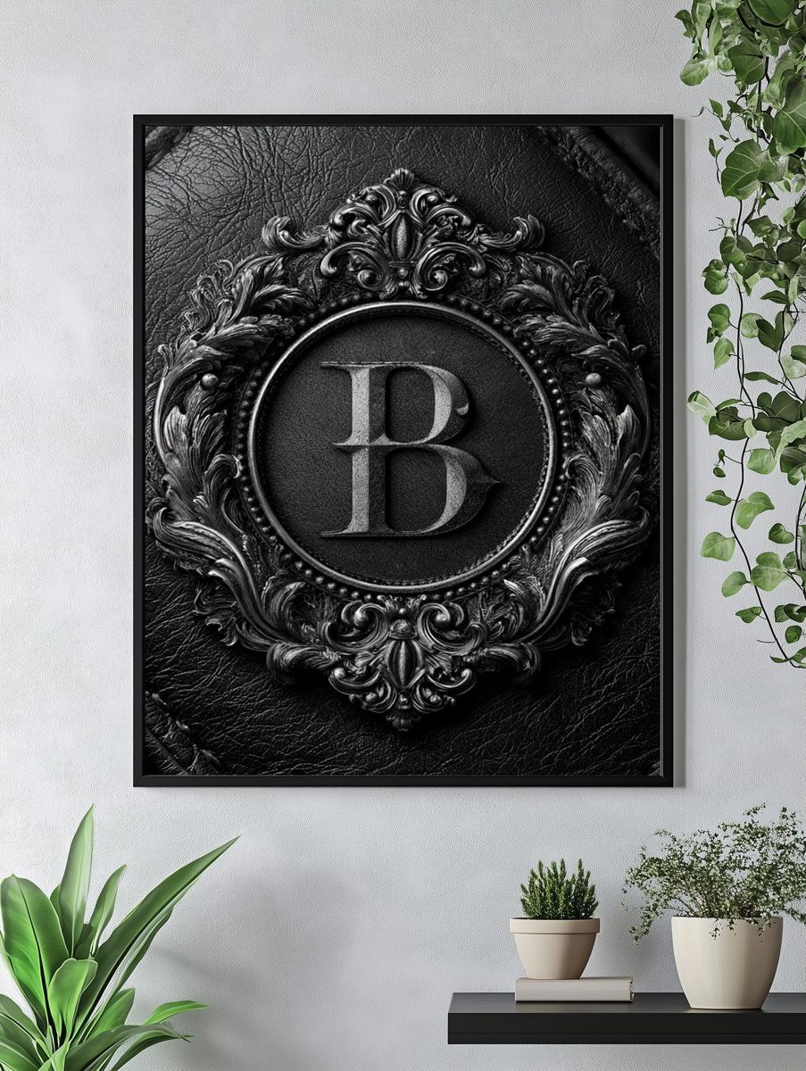 Ornate Monogram B Typography Print. — room view 4