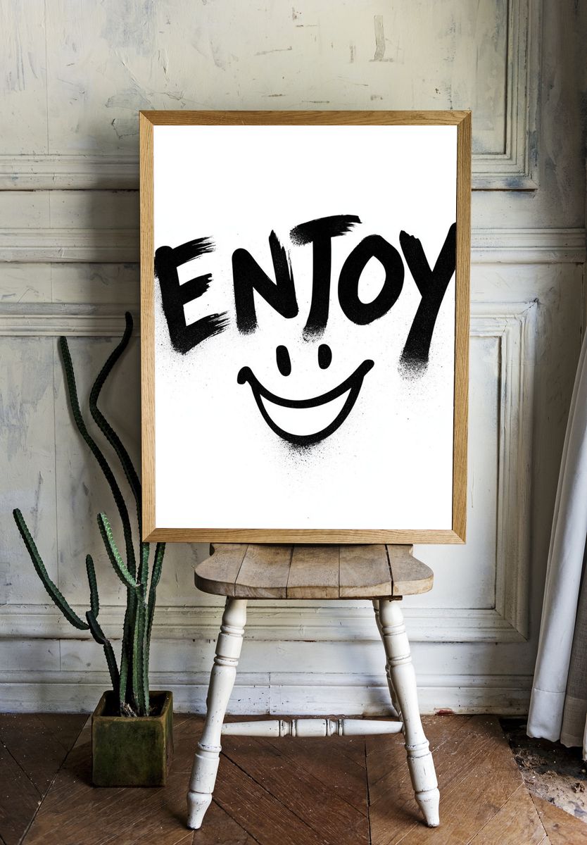 Enjoy Smile Typography Poster. — room view 1