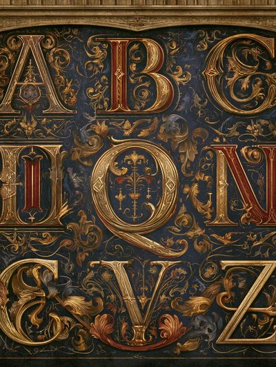 Ornate ABC Typography Poster.