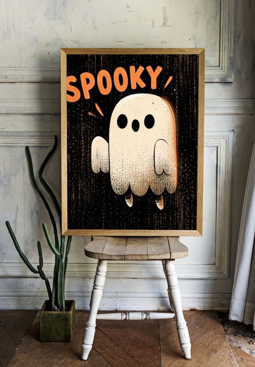 Spooky Ghost Typography Poster. — room view 1