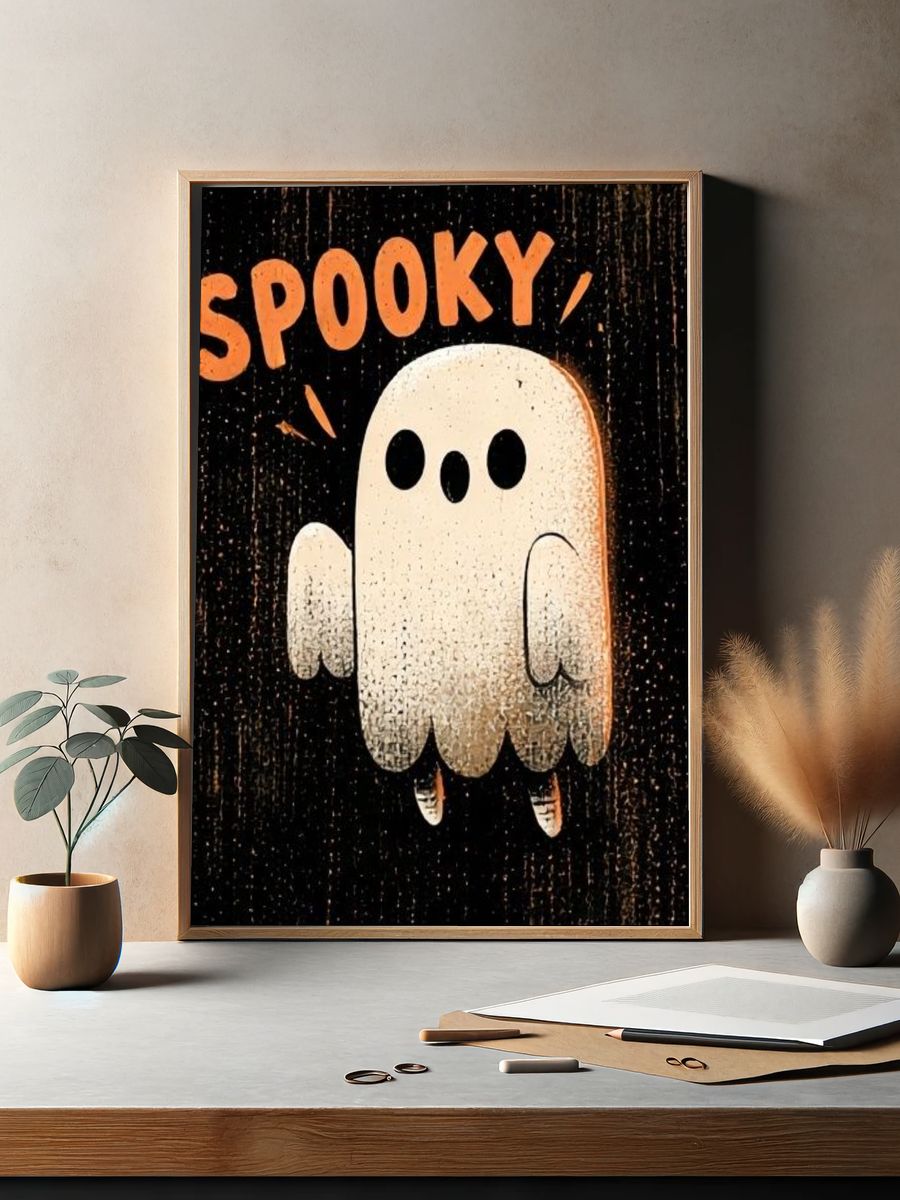 Spooky Ghost Typography Poster. — room view 2