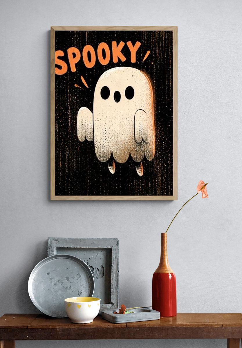 Spooky Ghost Typography Poster. — room view 3