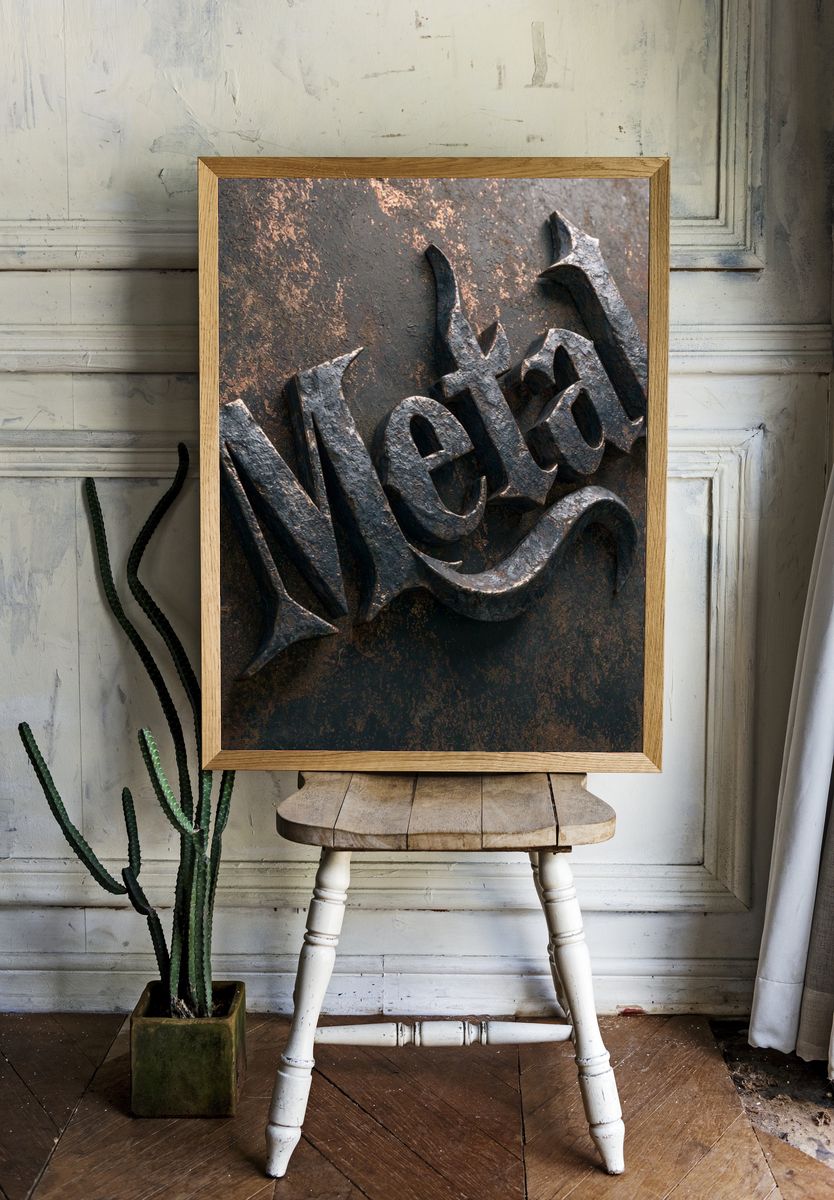 Metallic Metal Poster. — room view 1