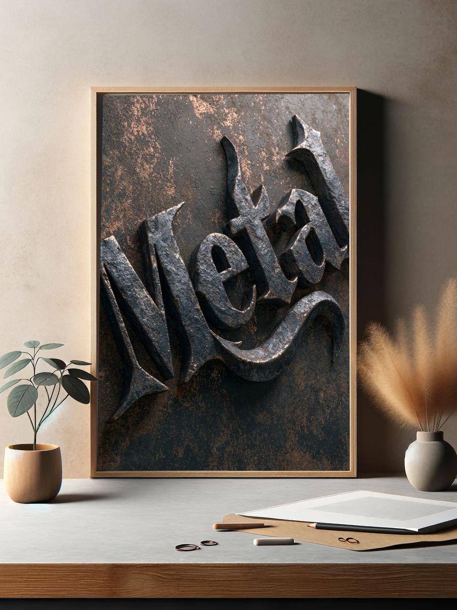 Metallic Metal Poster. — room view 2
