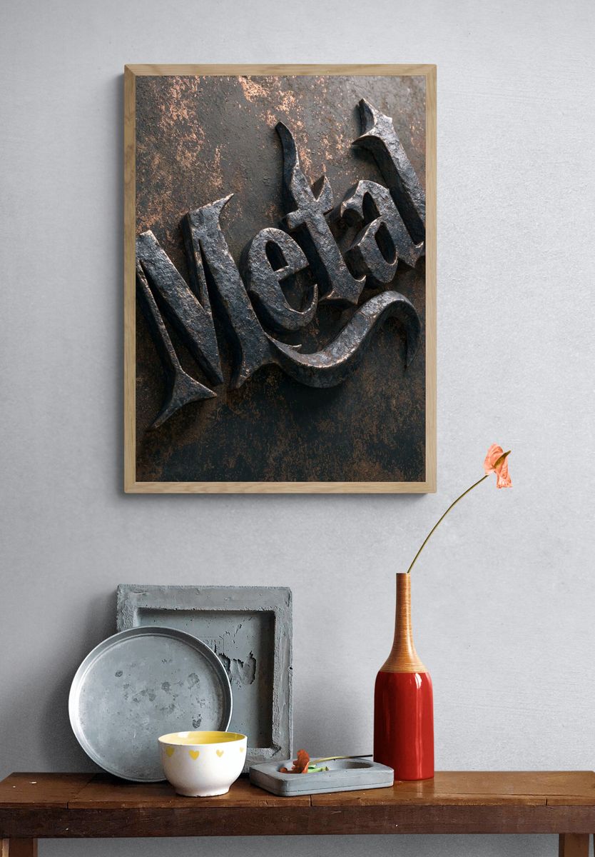 Metallic Metal Poster. — room view 3