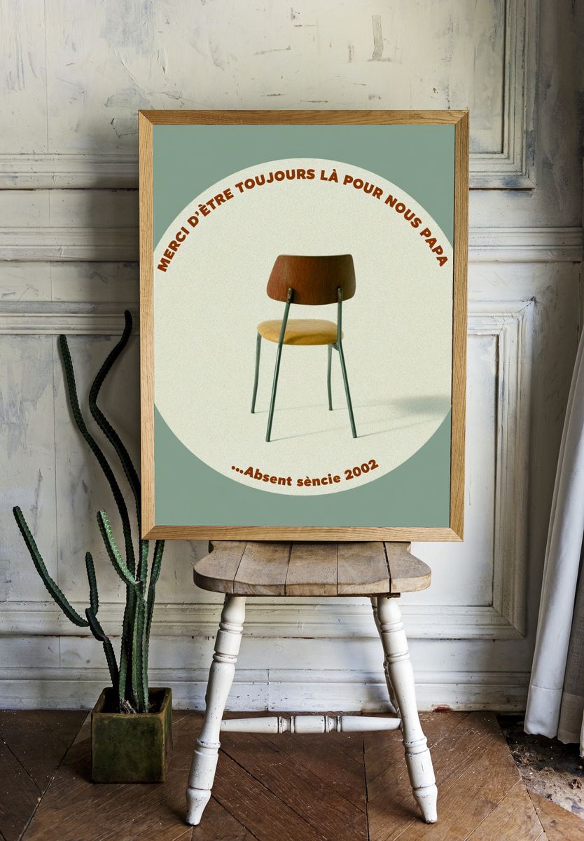 Empty Chair Memorial Typography Poster. — room view 1