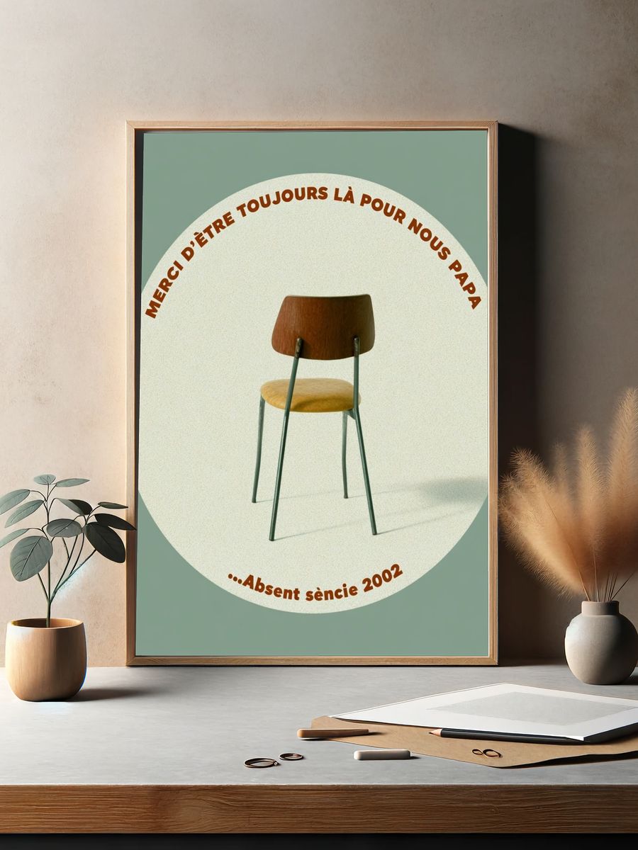 Empty Chair Memorial Typography Poster. — room view 2