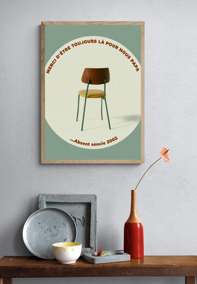 Empty Chair Memorial Typography Poster. — room view 3