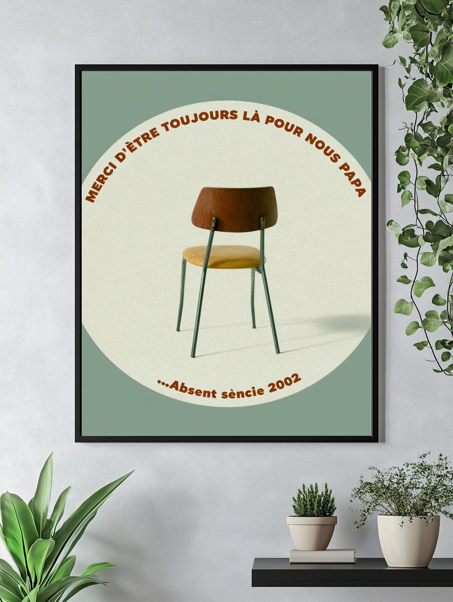 Empty Chair Memorial Typography Poster. — room view 4