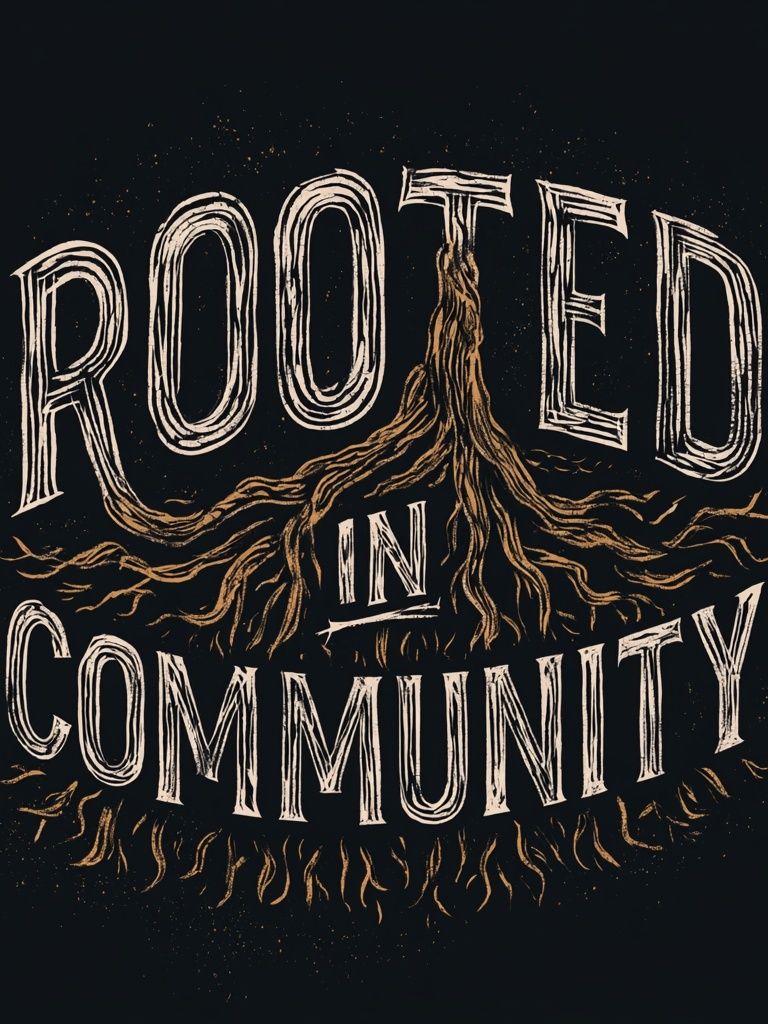 Rooted in Community Typography Poster. poster — typography art