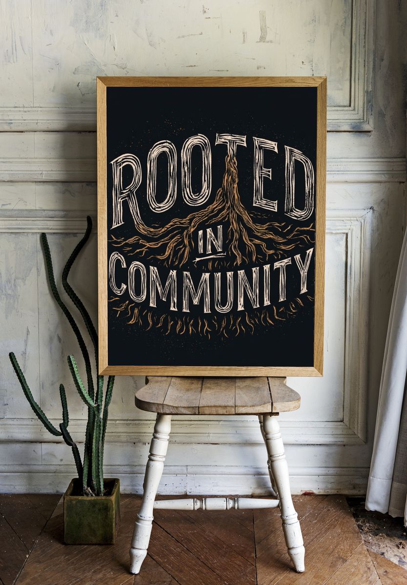 Rooted in Community Typography Poster. — room view 1