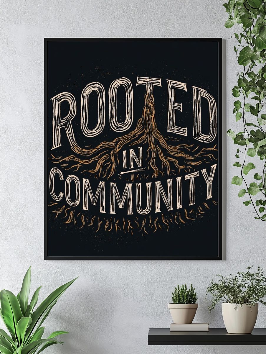 Rooted in Community Typography Poster. — room view 4