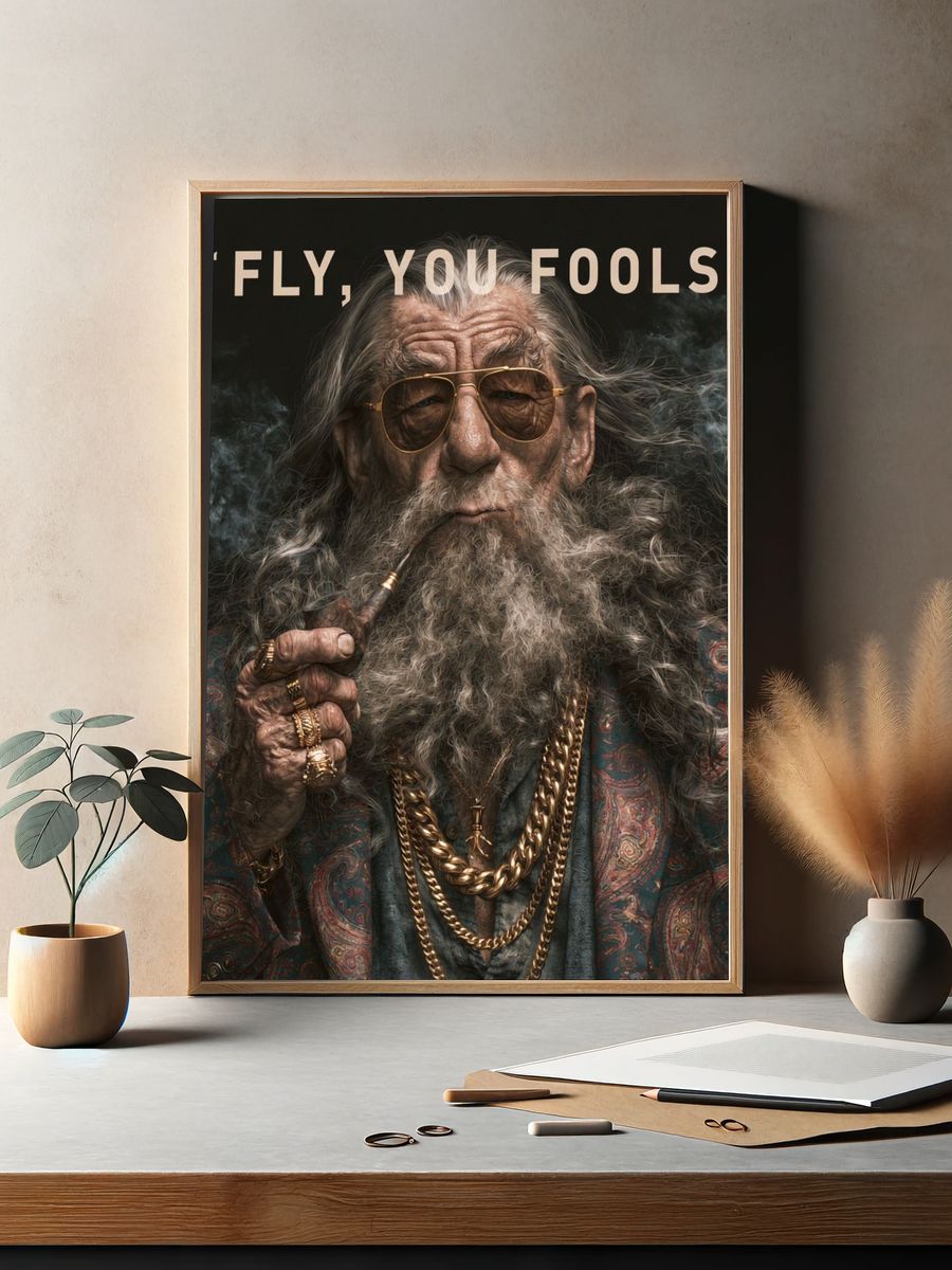 Fly, You Fools Typography Print. — room view 2