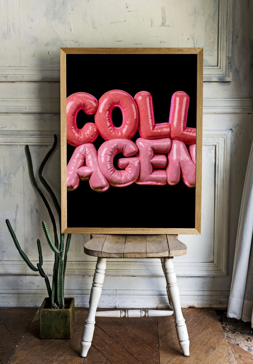 Collagen Pink Typography Poster. — room view 1