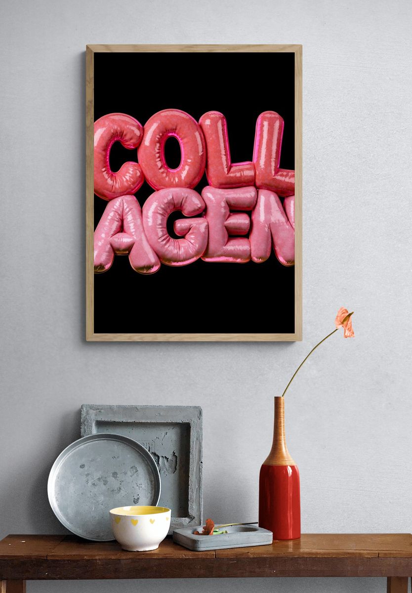 Collagen Pink Typography Poster. — room view 3
