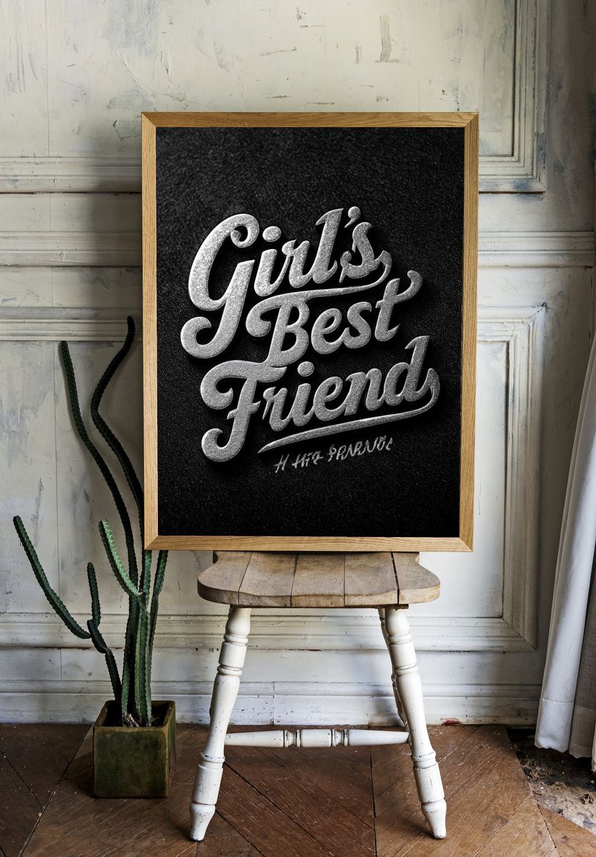 Girl's Best Friend Typography Poster. — room view 1