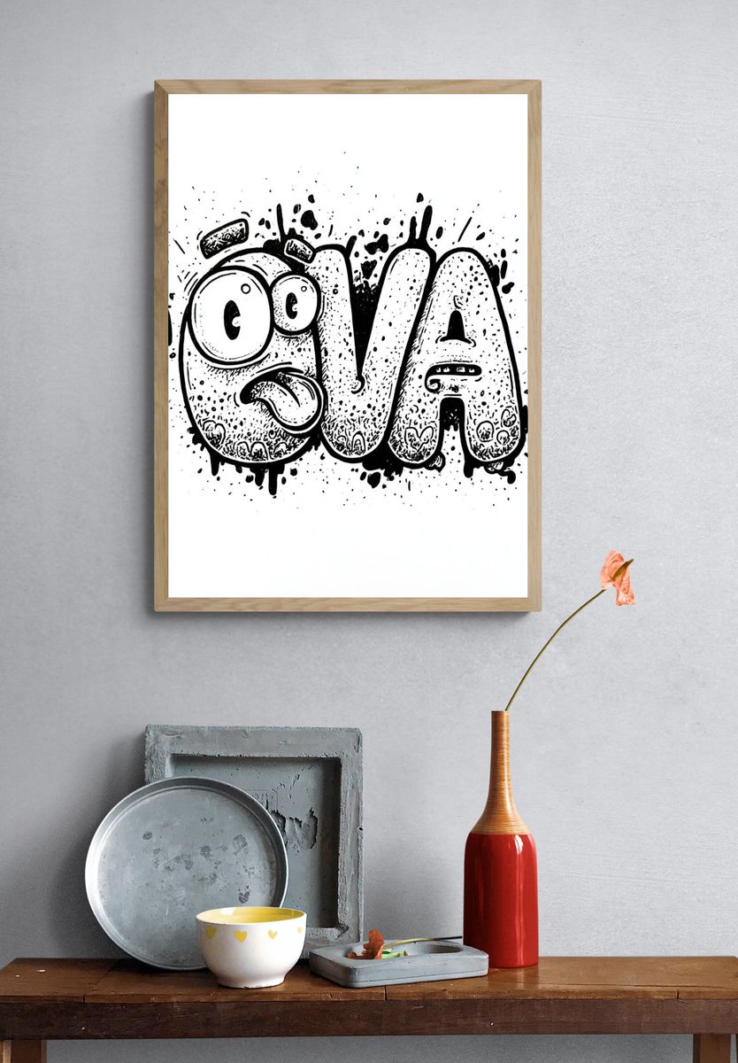 Ova Graffiti Typography Poster. — room view 3
