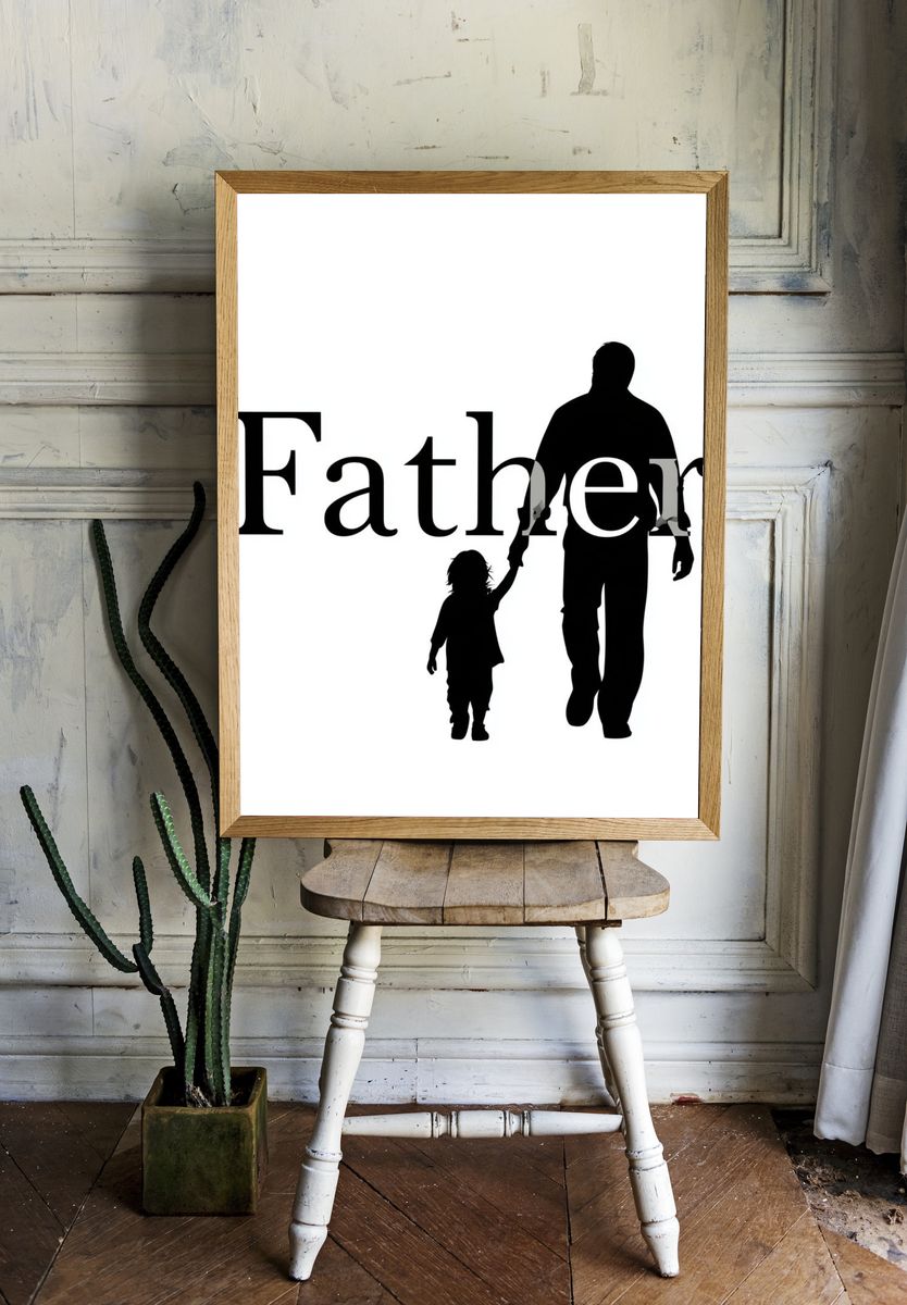 Father Silhouette Typography Poster. — room view 1