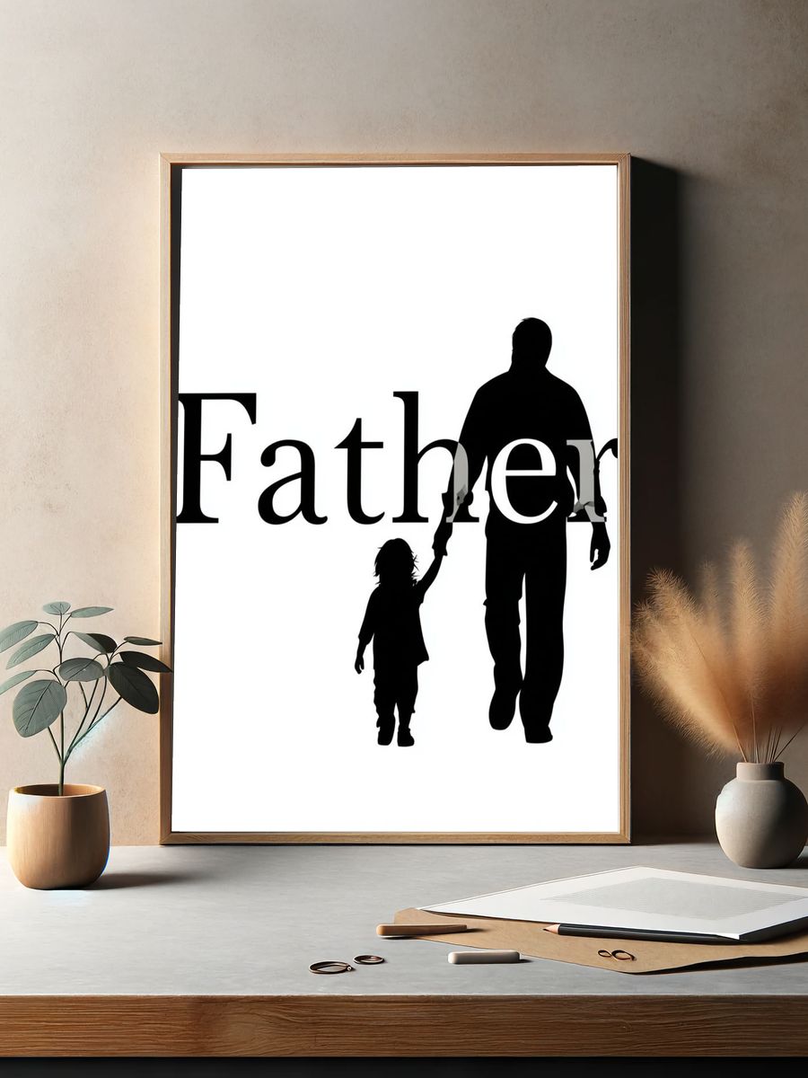 Father Silhouette Typography Poster. — room view 2