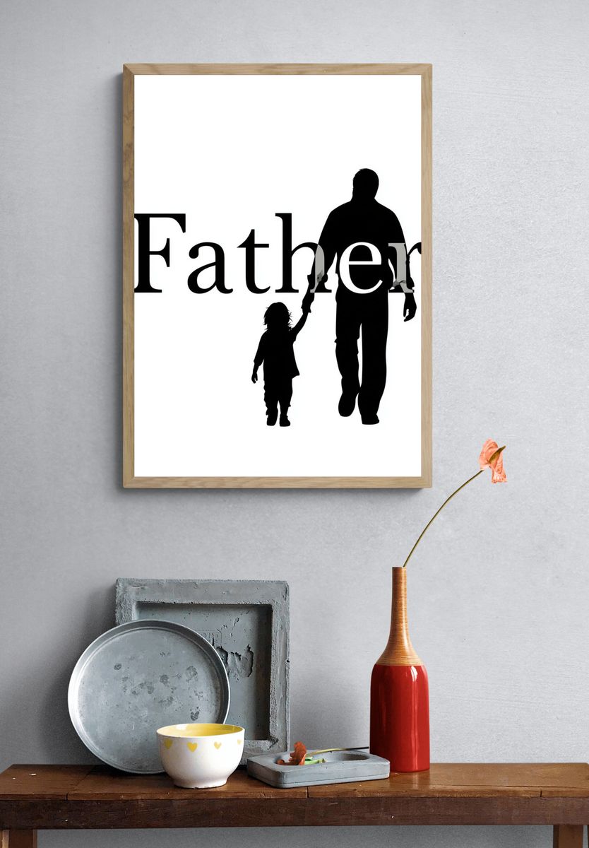 Father Silhouette Typography Poster. — room view 3