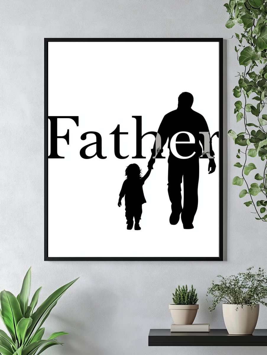 Father Silhouette Typography Poster. — room view 4