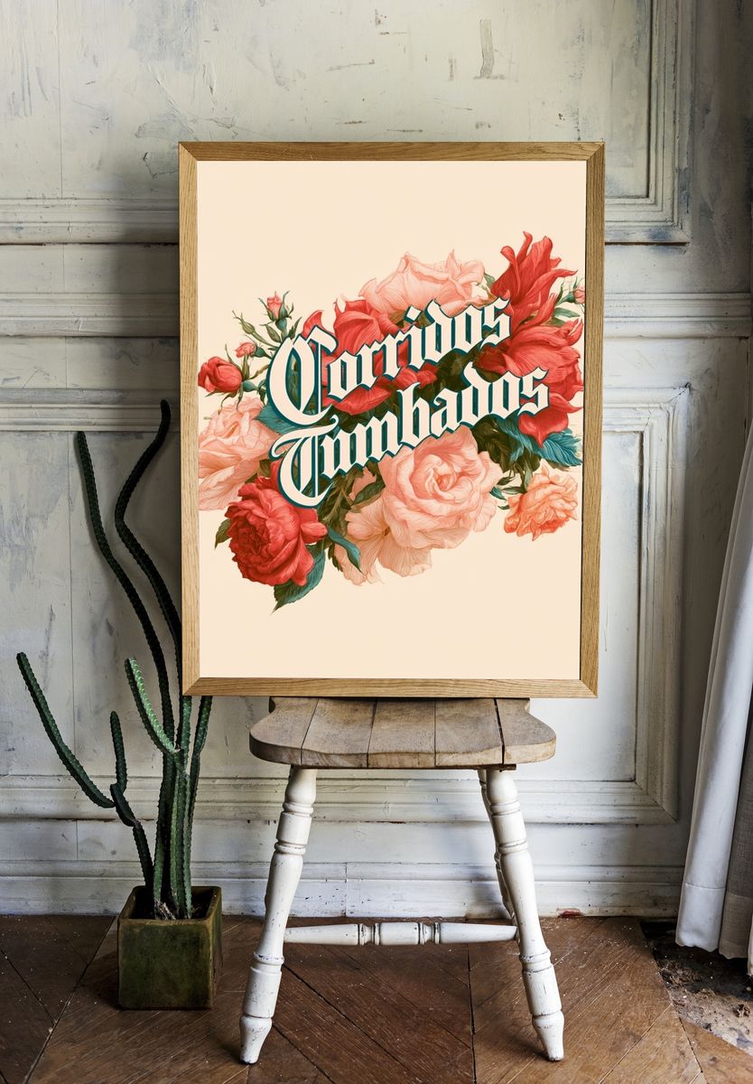 Floral Cornudos Typography Poster. — room view 1