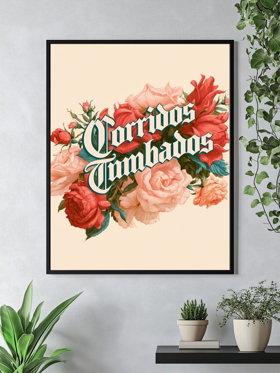 Floral Cornudos Typography Poster. — room view 4