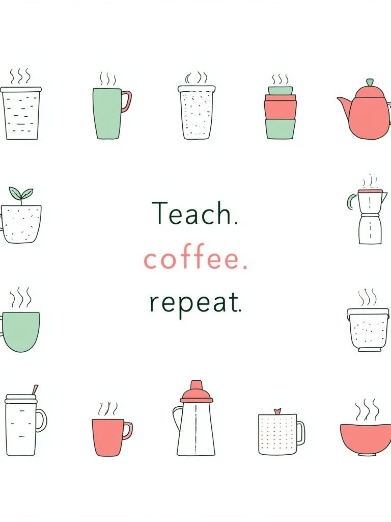Teach Coffee Repeat Typography Poster. poster — typography art