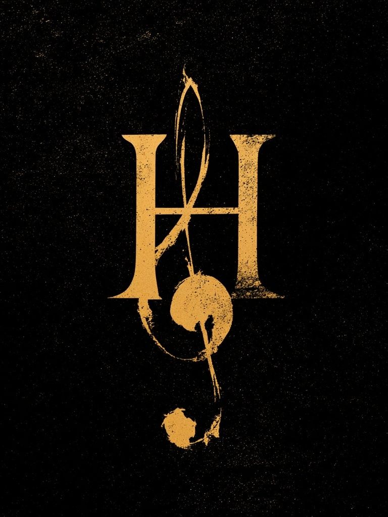 Golden H Monogram Typography Poster. poster detail