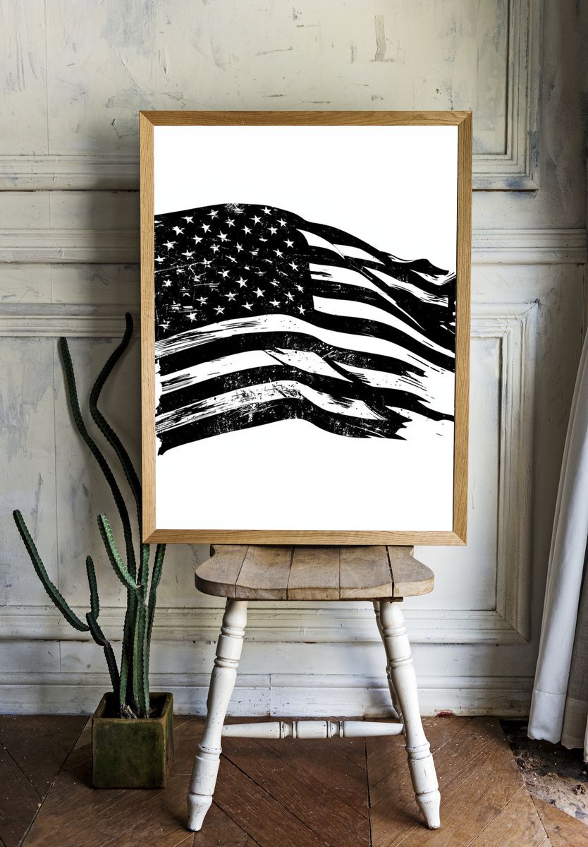 Distressed American Flag Typography Poster. room preview