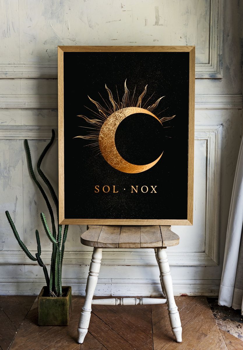 Sol Nox Celestial Typography Poster. room preview