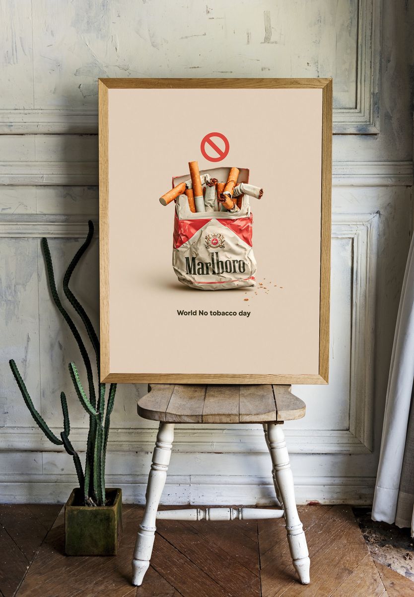 World No Tobacco Day Typography Poster. — room view 1
