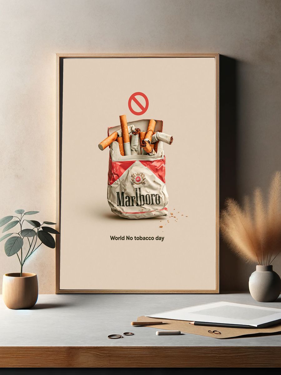 World No Tobacco Day Typography Poster. — room view 2