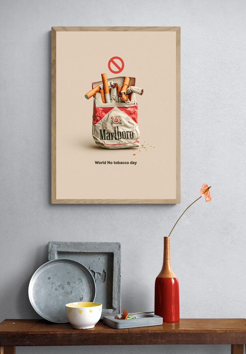 World No Tobacco Day Typography Poster. — room view 3