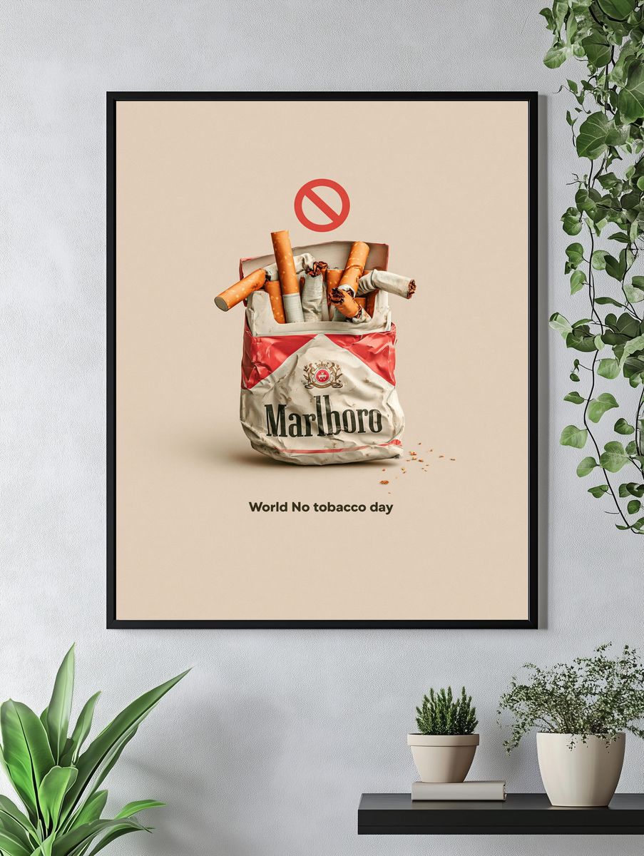 World No Tobacco Day Typography Poster. — room view 4